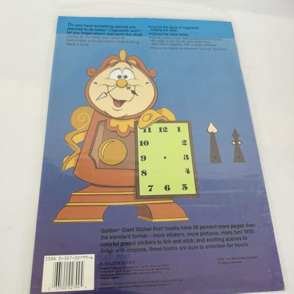 1991 Golden Disney's Beauty & The Beast Giant Sticker Fun Activity Book - Picture 3 of 4